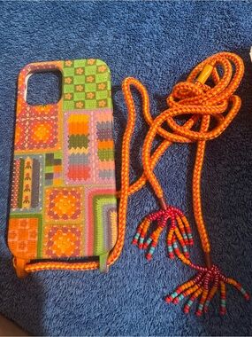 FARM Rio Capinha Trim iPhone 12 Patchwork Phone Case with Beaded Strap